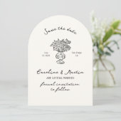 日お洒落付を保存した手描きアーチ結婚式 招待状 (スタンド正面)