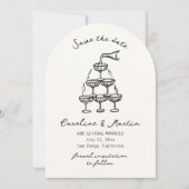 日お洒落付を保存して手描き結婚式 招待状 (正面)