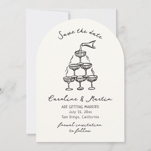 日お洒落付を保存して手描き結婚式 招待状 (正面)