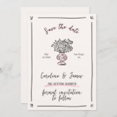 日お洒落付を除く手描き花 招待状 (正面/裏面)