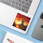 日かわいらし没の木 シール (ノートパソコンとiPhone)