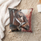 日かわいらし照の馬小屋に入った馬 クッション (ブランケット)