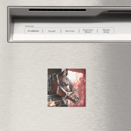 日かわいらし照の馬小屋に入った馬 マグネット (インサイチュ (食洗機))