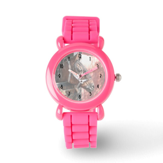 日かわいらし照の馬小屋に入った馬 腕時計 (正面)
