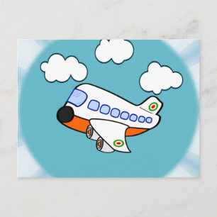 日が差すことが付いている雲の漫画の飛行機 ポストカード