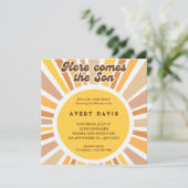 日が差すことここ来ザソンイエローブラウンフラットレトロ 招待状 (スタンド正面)