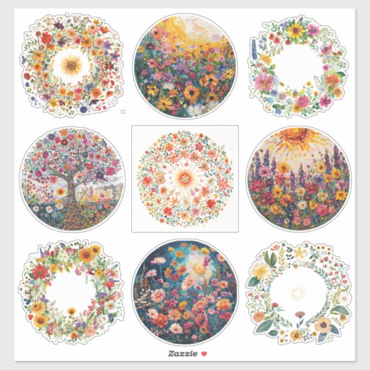 日が差すことと花柄リサ シール (シート)