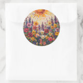 日が差すことと花柄リサ ラウンドシール (バッグ)