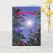 日が差すことの楓の木に照らされて太陽の光り カード (黄色い花)