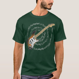 日が差すことエレキギターのスパイラルミュージカルノート Tシャツ