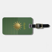 日が差すことオン緑の荷物タグ ラゲッジタグ (正面横)