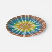日が差すことスワール：レトロタイダイ紙プレート ペーパープレート (アングル)