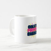 日が差すことネオンTシャツで喜びを広げる コーヒーマグカップ (正面左)