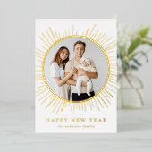 日が差すことハッピーニューイヤー写真 箔シーズンカード (立ち正面)