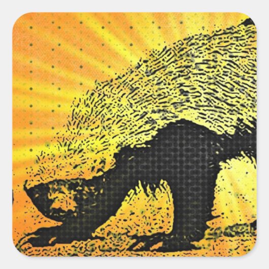 日が差すことハニーバッジャー スクエアシール (正面)