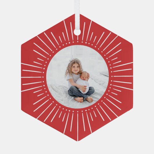 日が差すことパーソナライズされた写真 |赤 ガラスオーナメント (裏面)