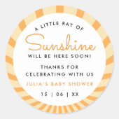 日が差すことリトルレイオブサンシャインベビーシャワー ラウンドシール (正面)