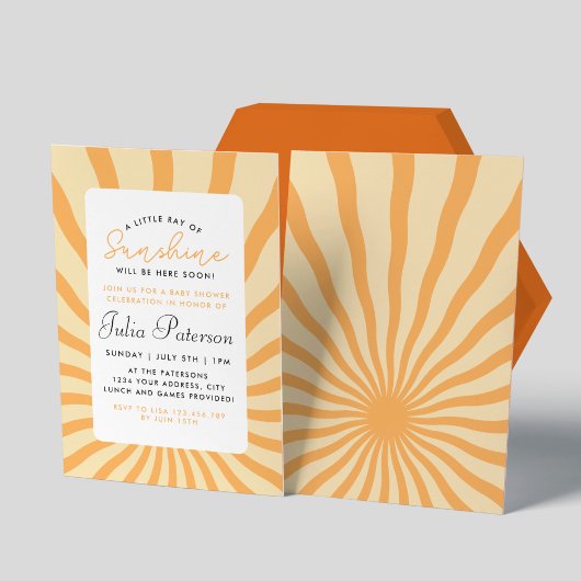 日が差すことリトルレイオブサンシャインベビーシャワー 招待状