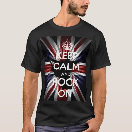 日が差すこと英国保国旗Calm and Rock on Tシャツ (正面)
