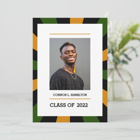 日が差すこと |オレンジ色の黒い写真卒業 招待状 (スタンド正面)