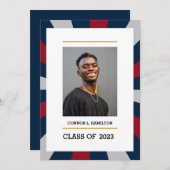 日が差すこと |クリムゾンネイビーグレー写真卒業 招待状 (正面/裏面)