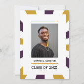 日が差すこと |グレープホワイト金ゴールド写真卒業 招待状 (正面)