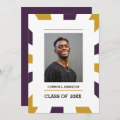 日が差すこと |グレープホワイト金ゴールド写真卒業 招待状 (正面/裏面)