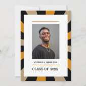 日が差すこと |ブラック金ゴールドオレンジの写真卒業 招待状 (正面)