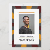 日が差すこと |マルーン・オレンジ・グレー写真卒業 招待状 (正面)