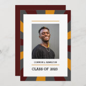 日が差すこと |マルーン・オレンジ・グレー写真卒業 招待状 (正面/裏面)