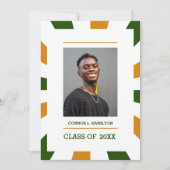 日が差すこと |緑のオレンジ色の白い写真卒業 招待状 (正面)