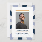 日が差すこと | Blue periwinkleグレー写真卒業 招待状 (正面)