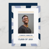 日が差すこと | Blue periwinkleグレー写真卒業 招待状 (正面/裏面)