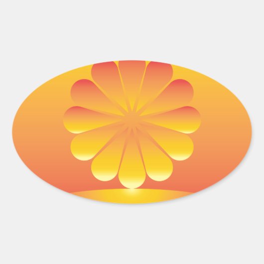 日が昇る 楕円形シール (正面)