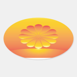 日が昇る 楕円形シール