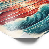 日が暮れるにつれて砂浜で波が重なる フォトプリント            (角)