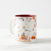 日が短い、ハロウィーンの日が短い ツートーンマグカップ (正面左)