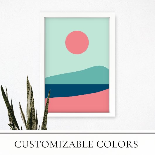 日と海モダンの風景ミニマリスト ポスター