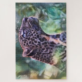 日に照らされたジャングルの中にいるヒョウ ジグソーパズル (縦)