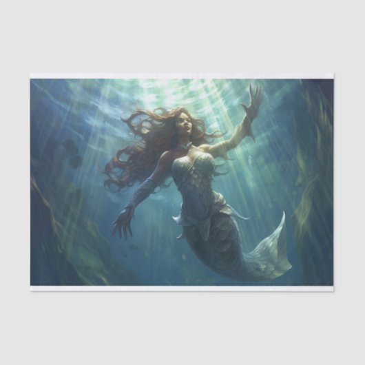 日に照らされたトンネルの中の人魚が上を泳いでいる 薄葉紙 (正面)