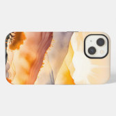 日に照らされた木々と影の付いた谷 iPhoneケース (裏面横)