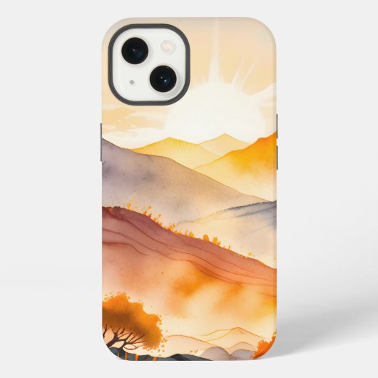 日に照らされた木々と影の付いた谷 iPhoneケース (裏面)