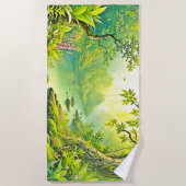 日に照らされた森林風景 ビーチタオル (正面)