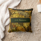 日に照らされた水が岩々にさざパーソナライズされたなみ クッション (ブランケット)