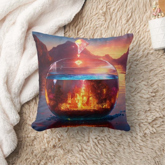 日に照らされた波 クッション (ブランケット)