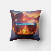 日に照らされた波 クッション (裏面)