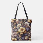 日に照らされた花びらと紫の霞 トートバッグ (裏面)