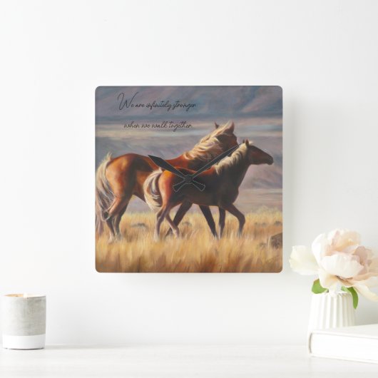 日に照らされた馬の壁時計 スクエア壁時計 (ホーム)