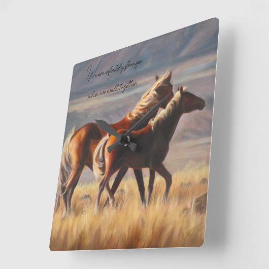 日に照らされた馬の壁時計 スクエア壁時計 (傾斜)