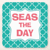 日のおもしろいな引用文を握って下さい スクエアペーパーコースター (正面)